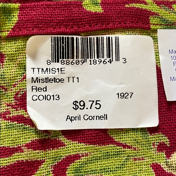 April Cornell vintage mistletoe 100% cotton napkins - Picture 4 of 5